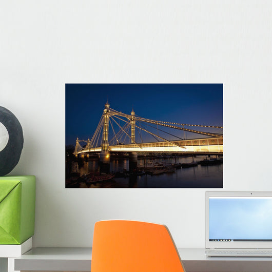 UK, England, Albert Bridge at night Wall Mural