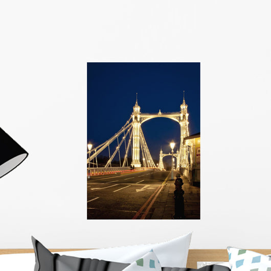 UK, England, Albert Bridge at night Wall Mural