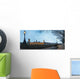 UK, Panoramic view of Houses of Parliament at dusk from River Thames Wall Mural