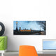 UK, Panoramic view of Houses of Parliament at dusk from River Thames Wall Mural