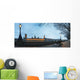 UK, Panoramic view of Houses of Parliament at dusk from River Thames Wall Mural