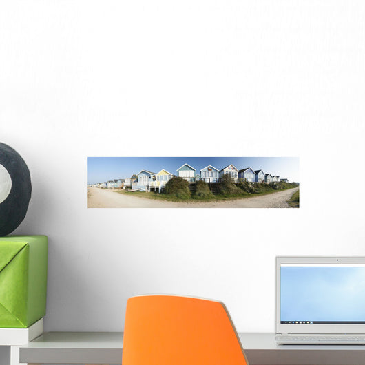 UK, Panoramic view of beach huts Wall Mural