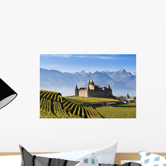 Switzerland, Vineyards and castle Wall Mural