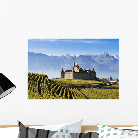 Switzerland, Vineyards and castle Wall Mural