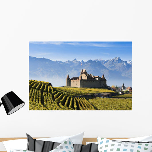 Switzerland, Vineyards and castle Wall Mural