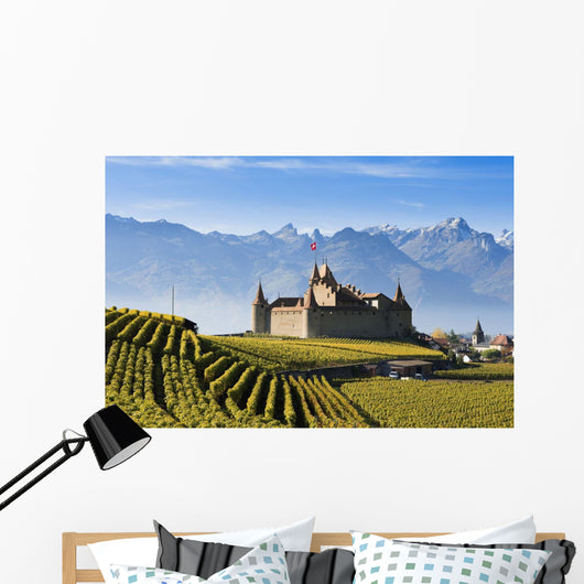 Switzerland, Vineyards and castle Wall Mural