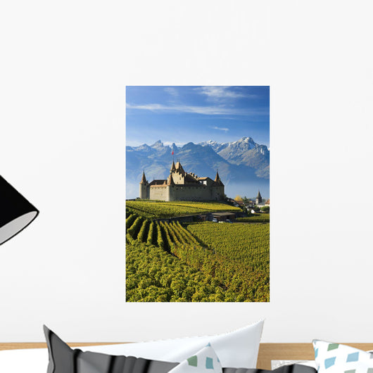 Switzerland, Vineyards and castle Wall Mural