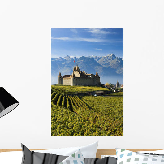 Switzerland, Vineyards and castle Wall Mural
