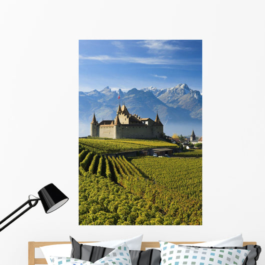 Switzerland, Vineyards and castle Wall Mural