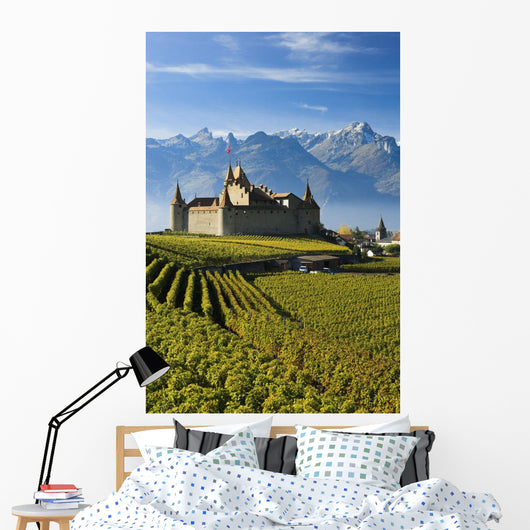 Switzerland, Vineyards and castle Wall Mural