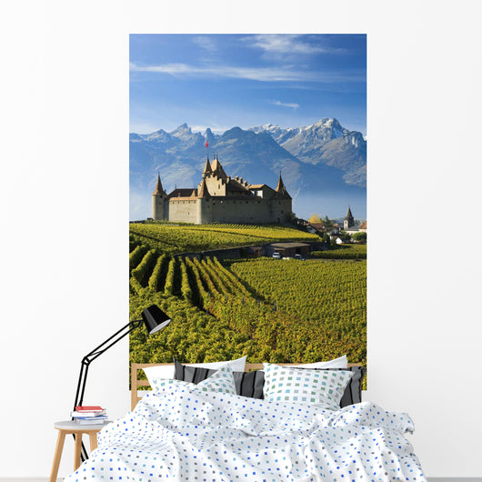 Switzerland, Vineyards and castle Wall Mural