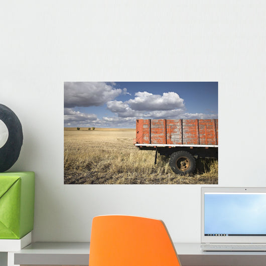 Weather-Beaten Farm Truck In Field Wall Mural
