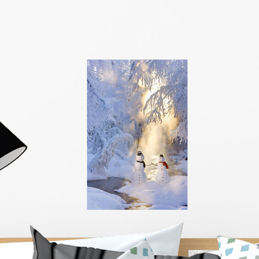 Snowman Couple Standing Next Wall Decal 2