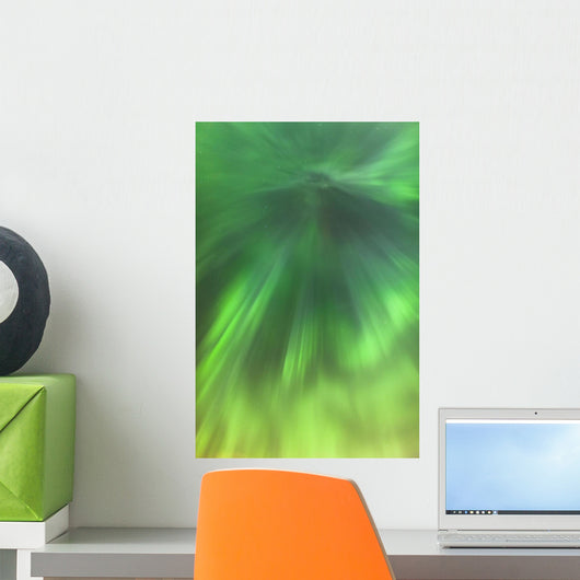 The green northern lights corona Wall Mural