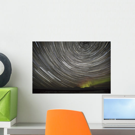 Star Trails and Northern Lights above Denali and the Alaska Range Wall Mural