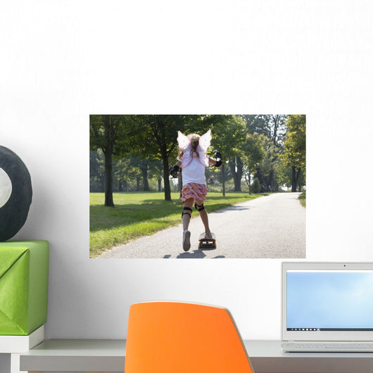 Young Girl Skateboarding Wall Decal
