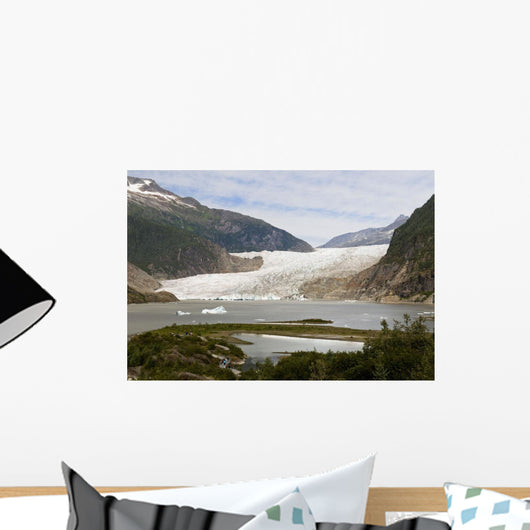 View Of Mendenhall Glacier And Lake And Trail Leading To Overlook Wall Mural