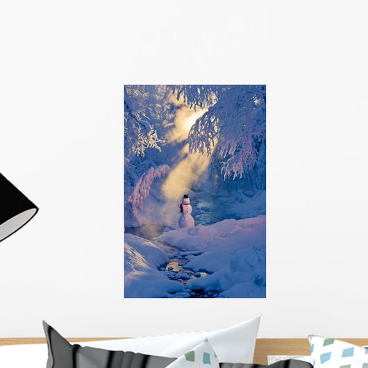 Snowman Standing Next to Wall Decal 2