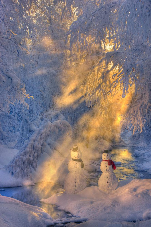 Snowman Couple Standing Next Wall Decal 1