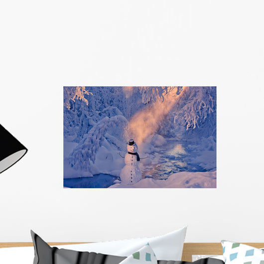 Snowman Standing Next to Wall Decal 1