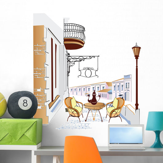 Street cafe Wall Mural