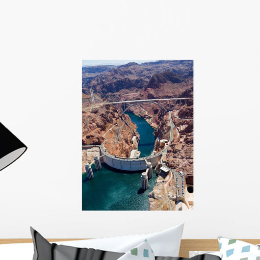 Aerial view of Hoover Dam and the Colorado River Bridge Wall Mural