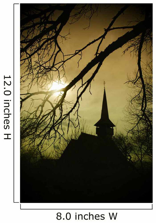 Dracula's land at sunset, church in Transylvania Wall Mural