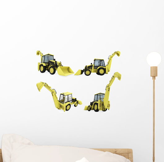 Collage of isolated construction vehicle Wall Decal