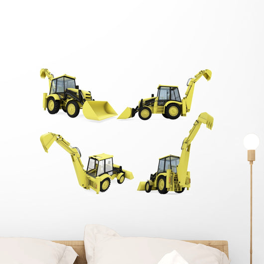 Collage of isolated construction vehicle Wall Decal