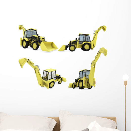 Collage of isolated construction vehicle Wall Decal