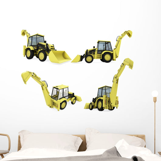 Collage of isolated construction vehicle Wall Decal