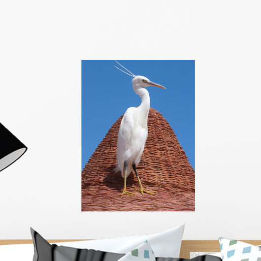 Egret Beach Umbrella Wall Mural