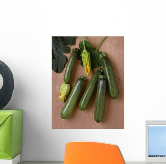 Agriculture - Green zucchini on a stone surface Wall Mural