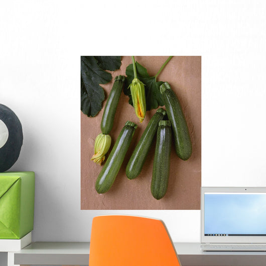 Agriculture - Green zucchini on a stone surface Wall Mural