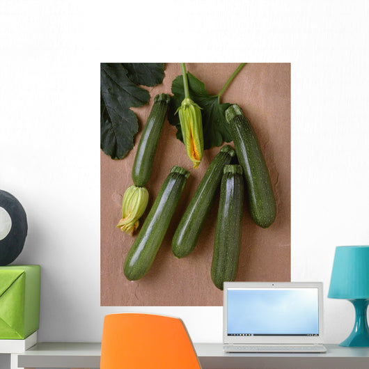 Agriculture - Green zucchini on a stone surface Wall Mural