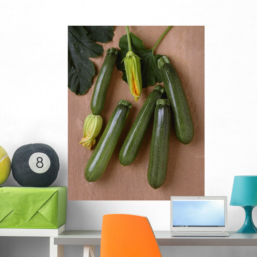 Agriculture - Green zucchini on a stone surface Wall Mural