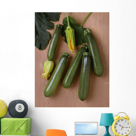 Agriculture - Green zucchini on a stone surface Wall Mural
