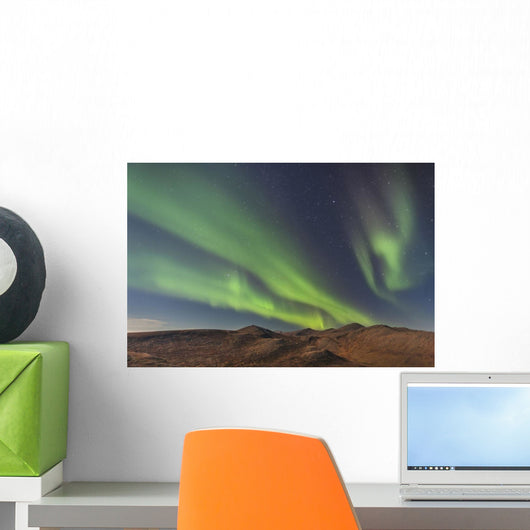 Northern Lights Above Eagle Summit And Pinelle Mountain Range Wall Mural