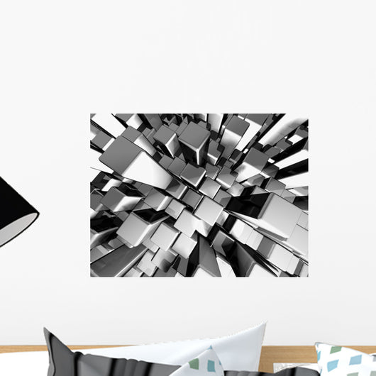 Abstract dynamic metal block background Wall Mural