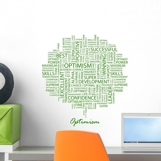 Optimism Word Cloud Concept Wall Mural