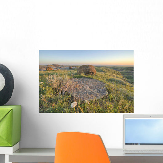 Sunset Over The Rocks At Red Rock Coulee Wall Mural