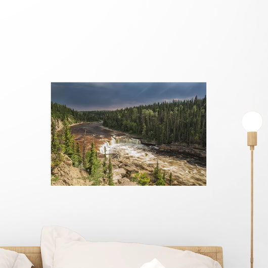 Sunlight Illuminates The Trout River Flows Over Coral Falls Wall Mural