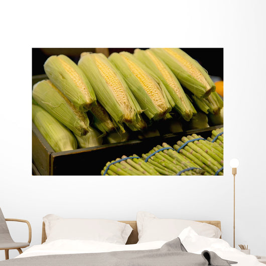 Fresh Corn On The Cob And Asparagus Wall Mural