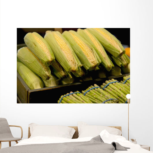 Fresh Corn On The Cob And Asparagus Wall Mural