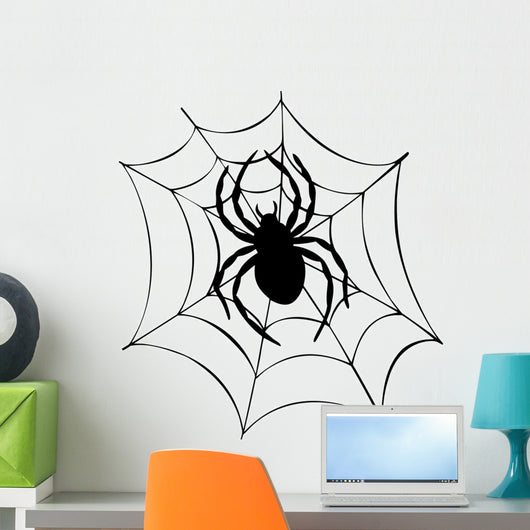 Silhouette of Spider in Web Wall Decal