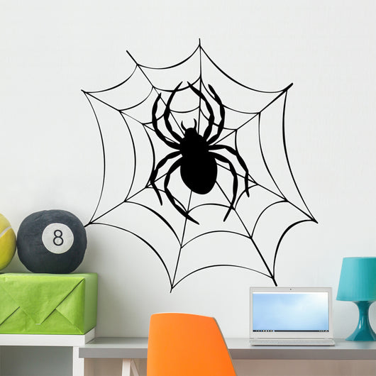 Silhouette of Spider in Web Wall Decal