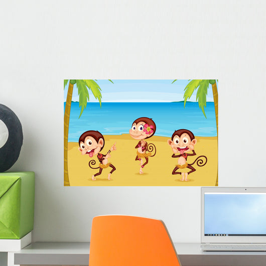 Three Monkeys Beach Wall Mural
