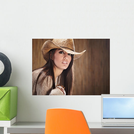 sexy woman with cowboy hat Wall Mural