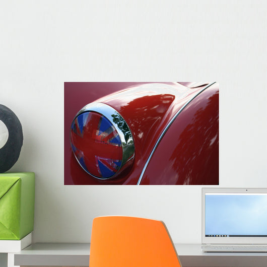 Detail of Flag Headlight Cover on Vintage British Wall Mural