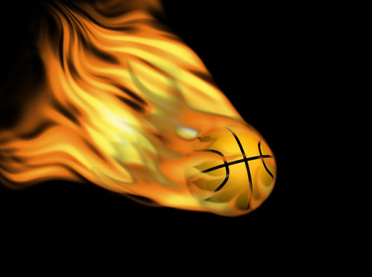 Basketball on Flames Wall Mural